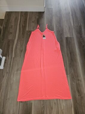 Brand New Zenana Outfitters Neon Coral Women Maxi Dres Size M/L